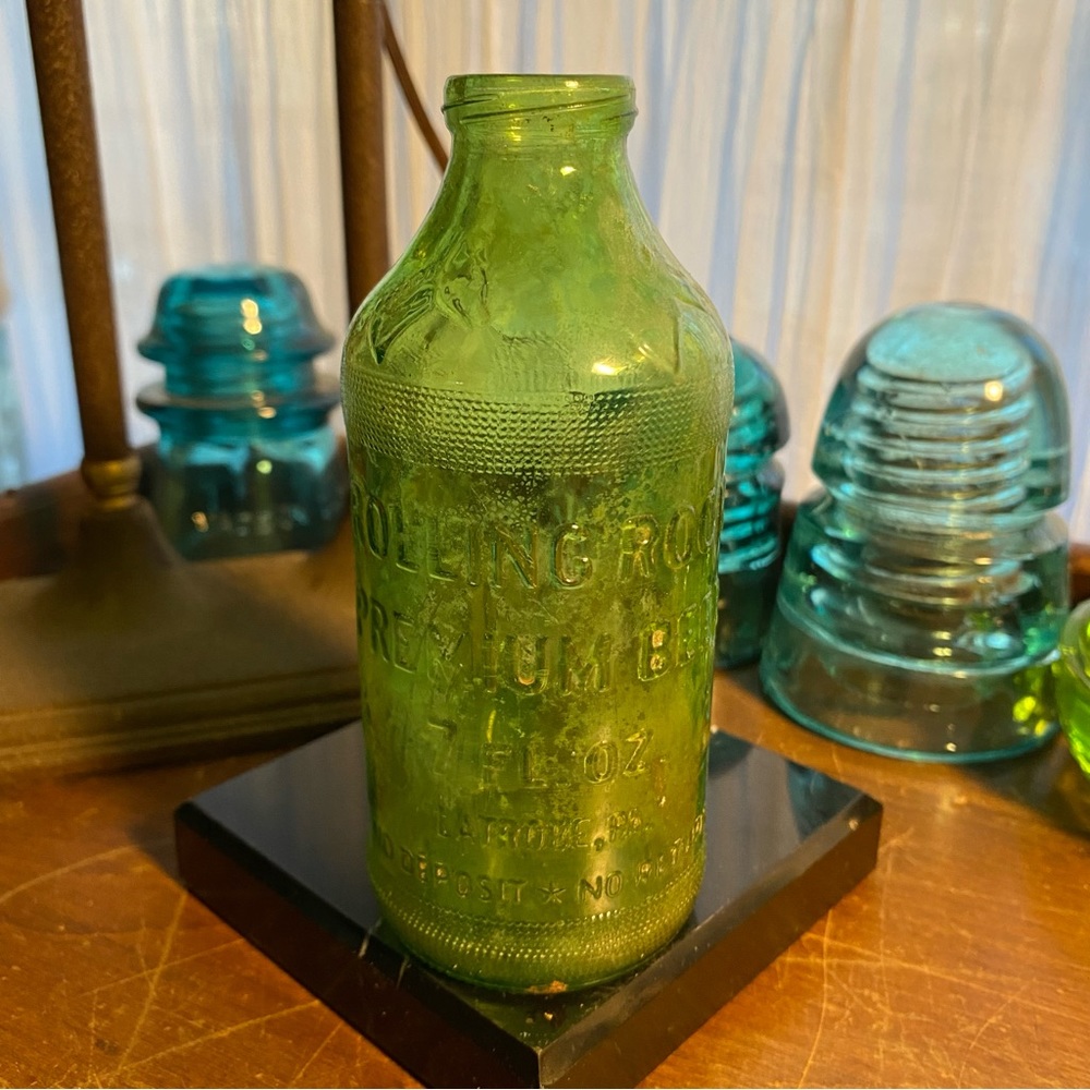 1969 Vintage Rolling Rock 5” Green 7 oz Beer Bottle
